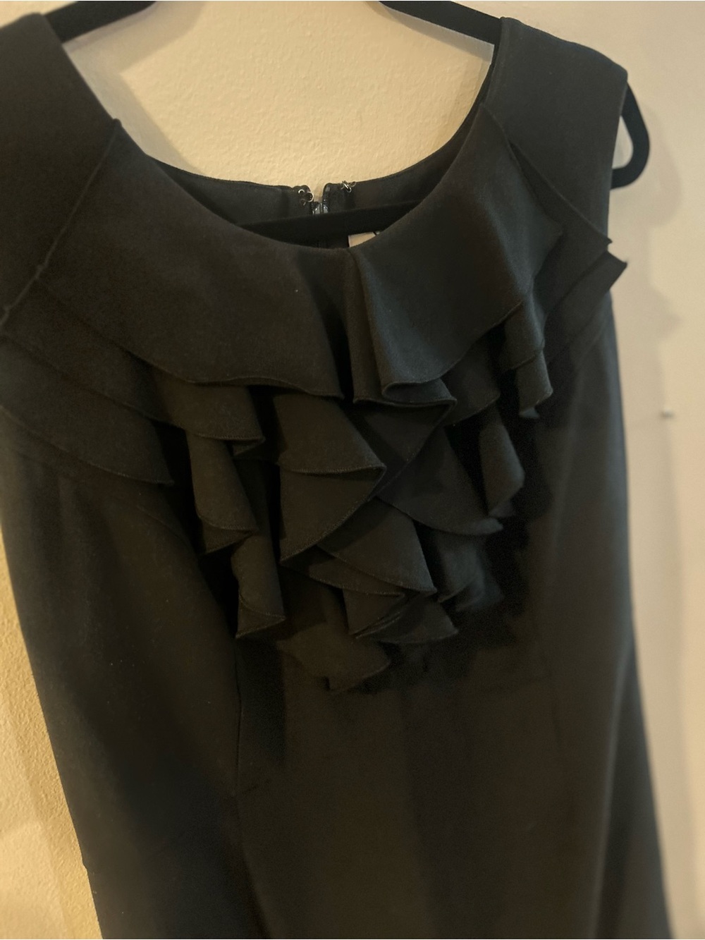 Cato Black Sleeveless Dress with Layered Ruffle Front